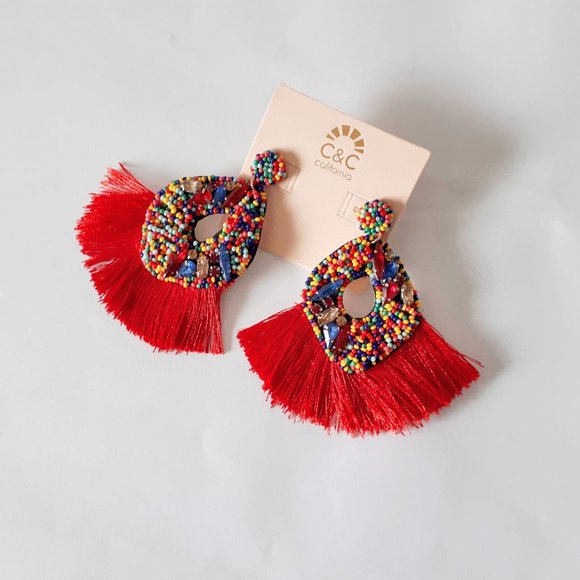 **Sold** NWOT C&C California beaded & crystal drop earrings - Picture 3 of 7